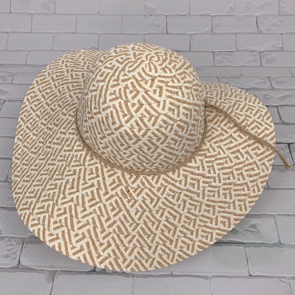 DPC Sun Hat Tan Creme Rope accent Lightweight Boho Summer - Picture 4 of 10